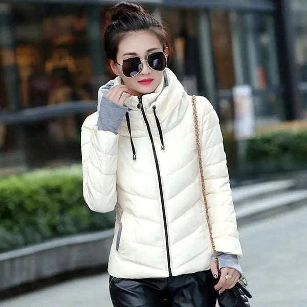 Soft And Comfortable Winter Jacket For Women Short Women's Thicken Outerwear In solid hooded Coats Zipper For Female Slim Cotton padded basic tops