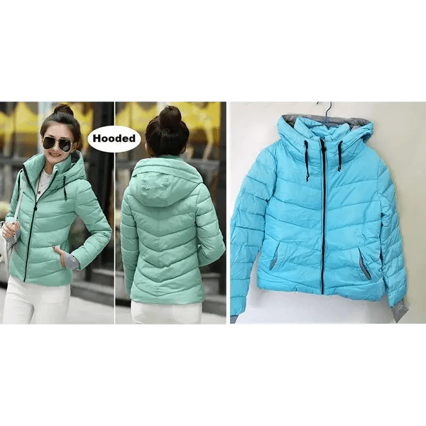 Soft And Comfortable Winter Jacket For Women Short Women's Thicken Outerwear In solid hooded Coats Zipper For Female Slim Cotton padded basic tops