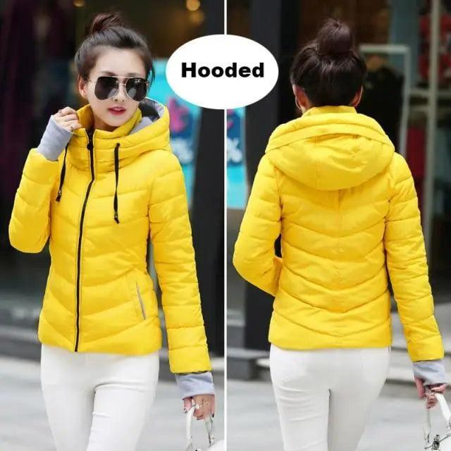 Soft And Comfortable Winter Jacket For Women Short Women's Thicken Outerwear In solid hooded Coats Zipper For Female Slim Cotton padded basic tops