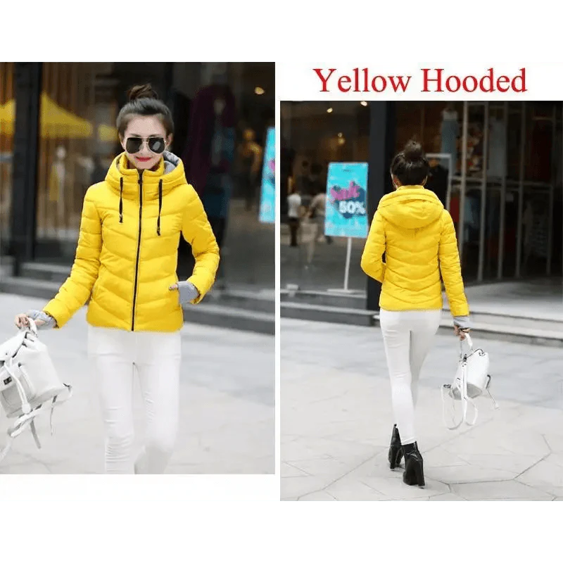 Soft And Comfortable Winter Jacket For Women Short Women's Thicken Outerwear In solid hooded Coats Zipper For Female Slim Cotton padded basic tops