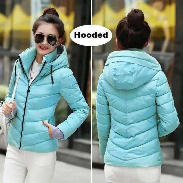 Soft And Comfortable Winter Jacket For Women Short Women's Thicken Outerwear In solid hooded Coats Zipper For Female Slim Cotton padded basic tops