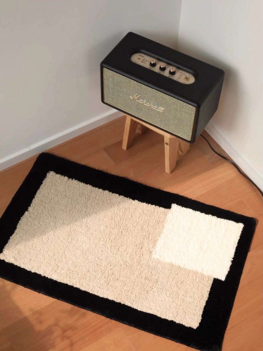 Soft Contemporary Abstract Geometric Bath Rug, Absorbent, Anti-slippery Mat