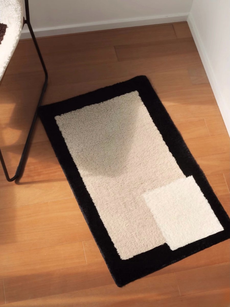 Soft Contemporary Abstract Geometric Bath Rug, Absorbent, Anti-slippery Mat