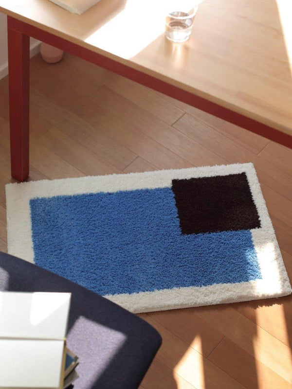 Soft Contemporary Abstract Geometric Bath Rug, Absorbent, Anti-slippery Mat