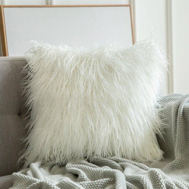 Soft Fur Polyester Cotton Pillow Covers Cushion Covers Luxury Soft Decorative Pillow Covers Home Decor Pillow Covers Living Room Bedroom Decorative Pillowcase Shaggy Fluffy Cover 45x45CM