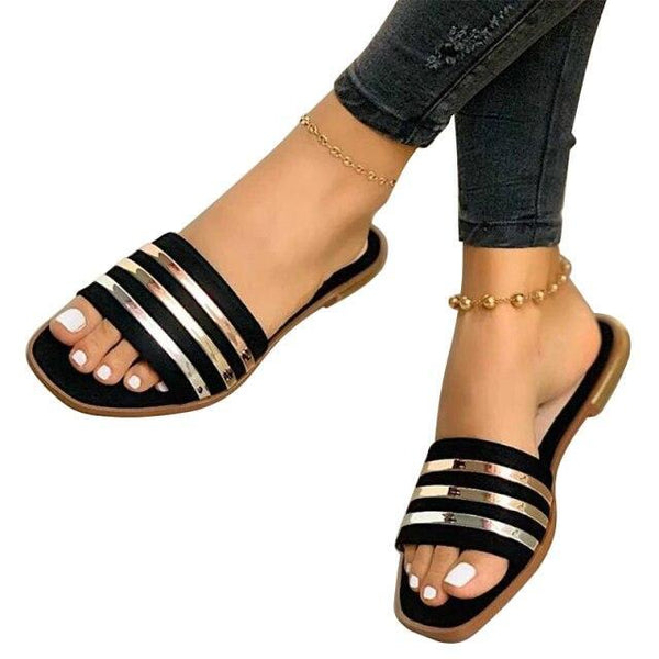 Soft Leather Woven Slippers Women Summer Flat Heels Beach Casual Slides Shoes Woman Outdoor Sandals Open Toe Slippers Summer Sandals For Women Flat Shoes Office Elegant Design Sandals