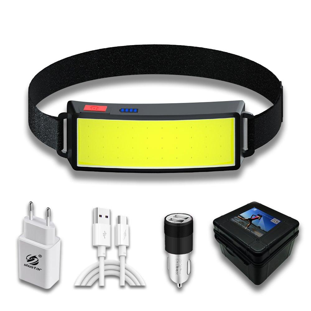 Soft Light Headlamp Flashlight LED Headlamp Adjustable Strap With COB Wick  Headlight Beads Wide Range of Lighting   Perfect Head Light For Camping Hiking Running Built-in Rechargeable Lithium Battery
