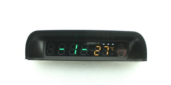 Solar Car Digital Clock Thermometer Dual Color Display Smart Switch High Precision LED Digital Clock Dashboard Solar Powered Car Electronic Clock Stick-On Luminous Car Clock Dashboard Auto Clock Car Watch Clock with Adjustable Brightness Date Temperature