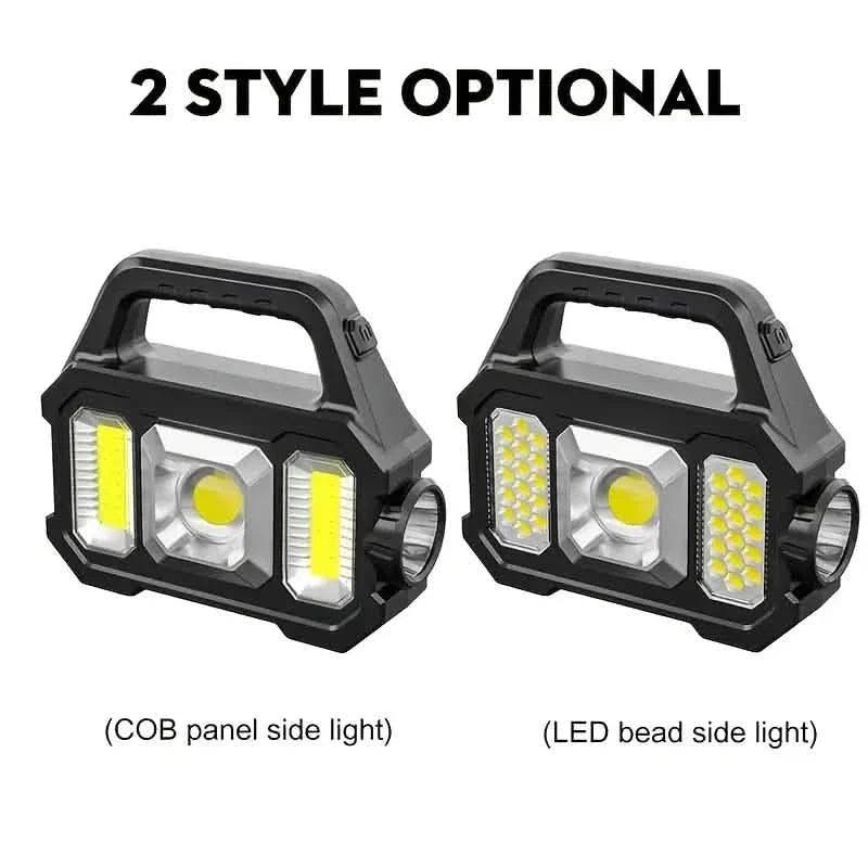 Solar Portable Flashlight & Handheld Searchlight with Side Lights