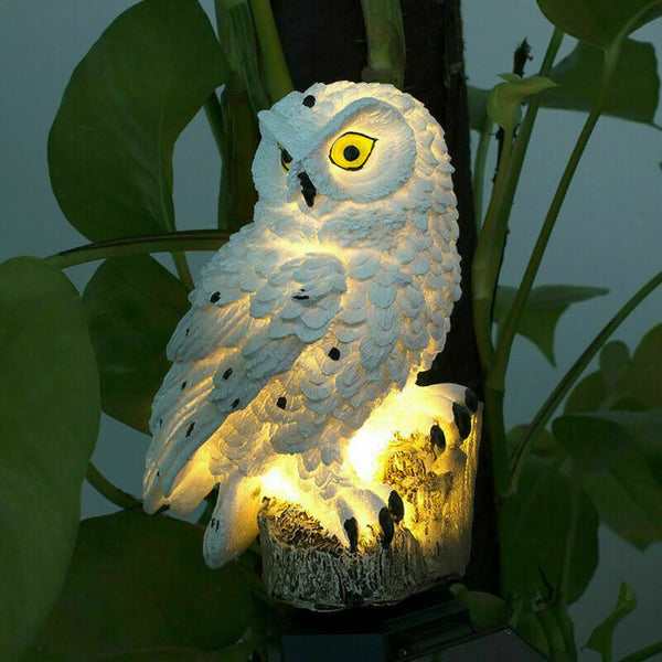 Solar Powered Owl LED Light for Pathways, Resin Outdoor Decor