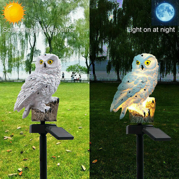 Solar Powered Owl LED Light for Pathways, Resin Outdoor Decor