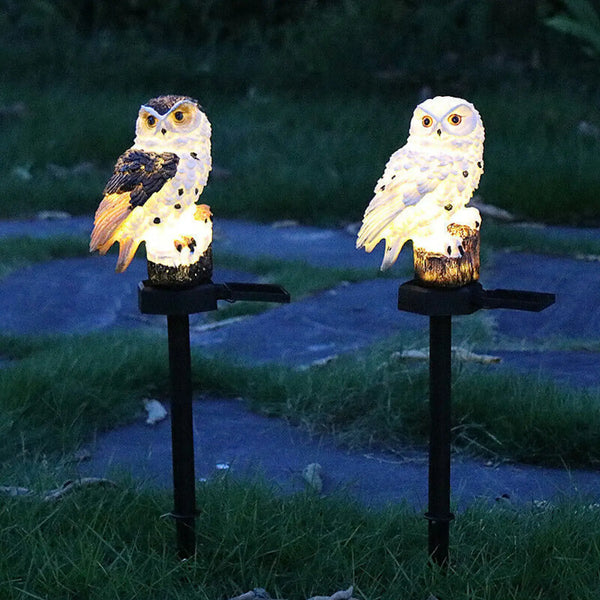 Solar Powered Owl LED Light for Pathways, Resin Outdoor Decor