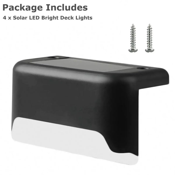 Solar Step Light Set of 4 with Warm LED and Weatherproof Design