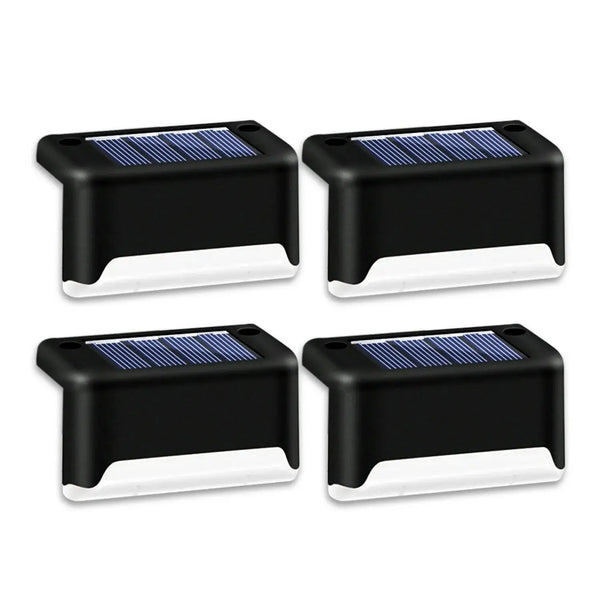 Solar Step Light Set of 4 with Warm LED and Weatherproof Design