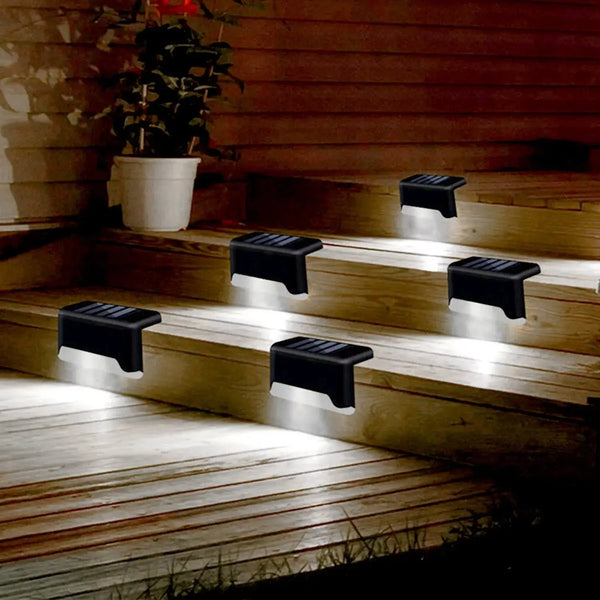 Solar Step Light Set of 4 with Warm LED and Weatherproof Design