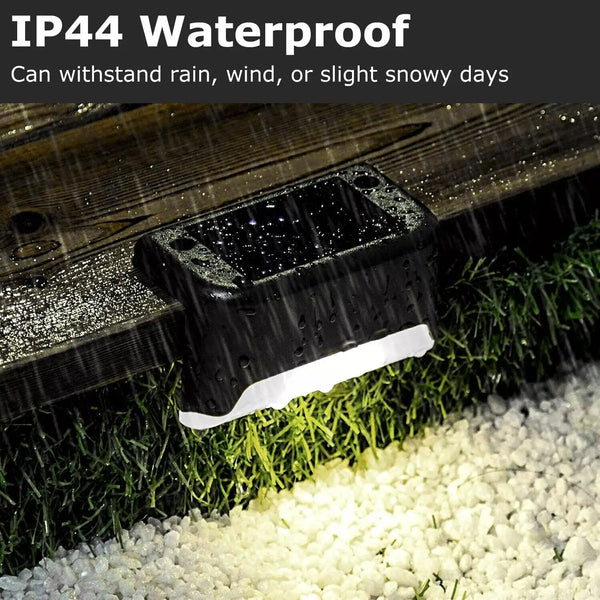 Solar Step Light Set of 4 with Warm LED and Weatherproof Design