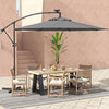 10 Feet 360° Rotation Solar Powered LED Patio Offset Umbrella without Weight Base-Gray