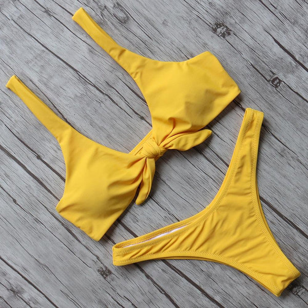 Solid Bikini Set Swimsuit Women Bikini Swimwear Female Halter Top Bathing Suit Swimming Wear Bikini High Cut Swimsuit High Waist Plus Size Summer Swimwear