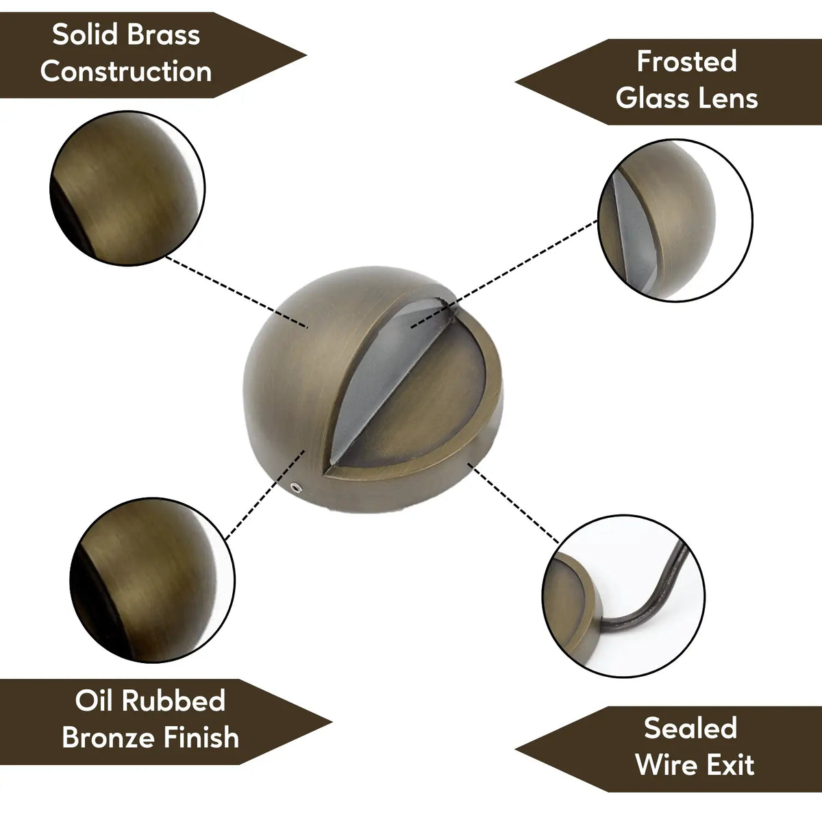 Solid Brass Half Moon Puck Light Fixture