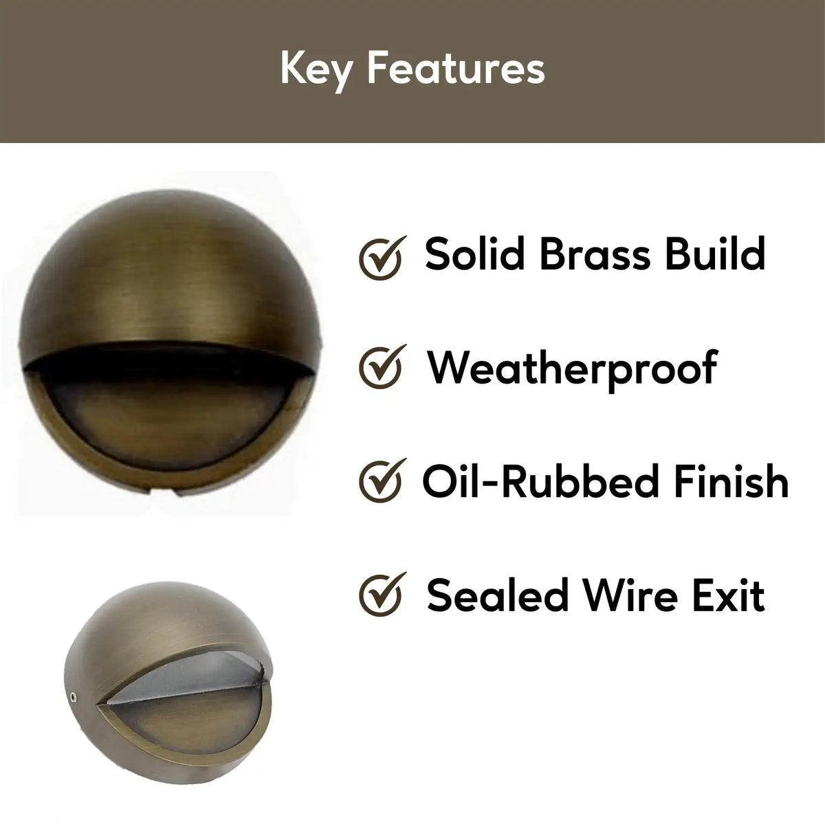 Solid Brass Half Moon Puck Light Fixture