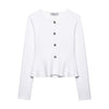 Solid color casual slim fit suit jacket mini skirt - white set / S