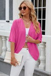Solid color mid sleeved cardigan knitted cardigan jacket air-conditioned sweater