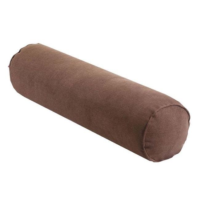 Solid Long Round Maternity Pillow Cotton linen Neck Headrest Body pillow Bed Chair Car Seat Backrest Sleeping Pillow Round Cervical Roll Cylinder Bolster Pillow with Removable Washable Cover, Ergonomically Designed  for Head Neck Spine