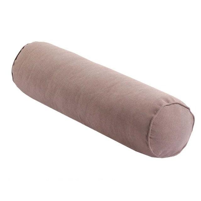 Solid Long Round Maternity Pillow Cotton linen Neck Headrest Body pillow Bed Chair Car Seat Backrest Sleeping Pillow Round Cervical Roll Cylinder Bolster Pillow with Removable Washable Cover, Ergonomically Designed  for Head Neck Spine