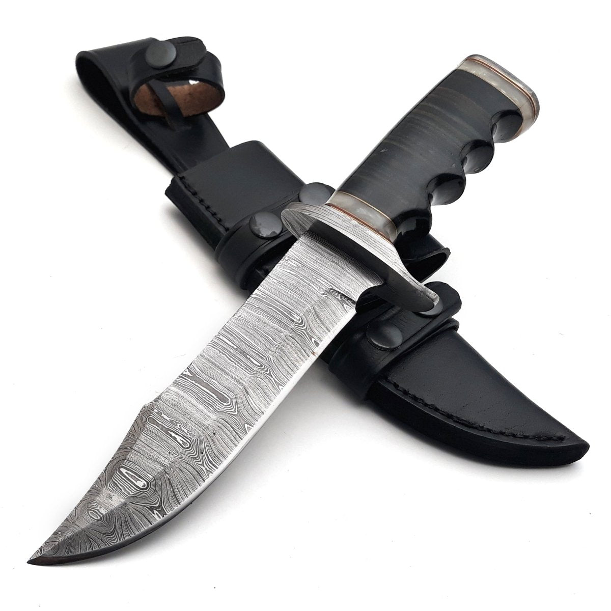 Soul Sniper Bowie Knife with Mother of Pearl & Stacked Leather Handle