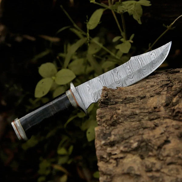 Soul Sniper Bowie Knife with Mother of Pearl & Stacked Leather Handle - Gifts for You 'n Me
