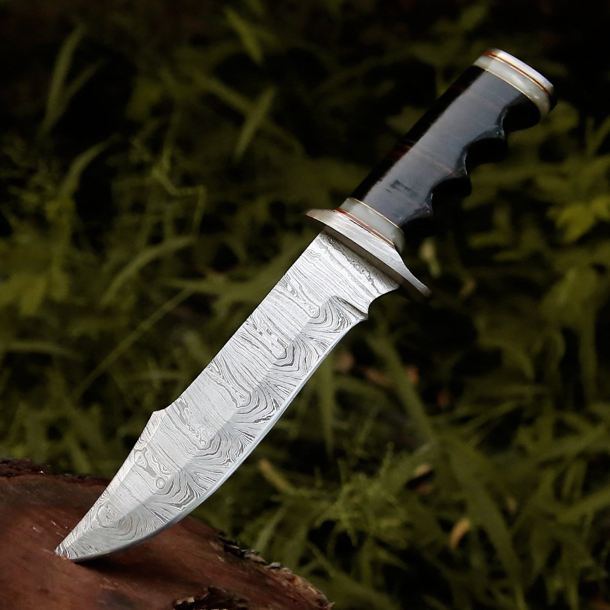 Soul Sniper Bowie Knife with Mother of Pearl & Stacked Leather Handle