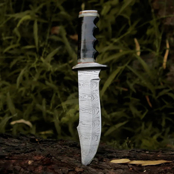 Soul Sniper Bowie Knife with Mother of Pearl & Stacked Leather Handle - Gifts for You 'n Me