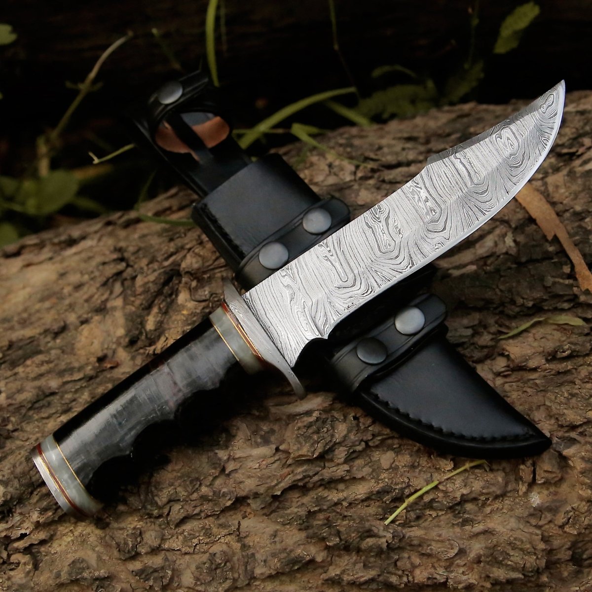 Soul Sniper Bowie Knife with Mother of Pearl & Stacked Leather Handle