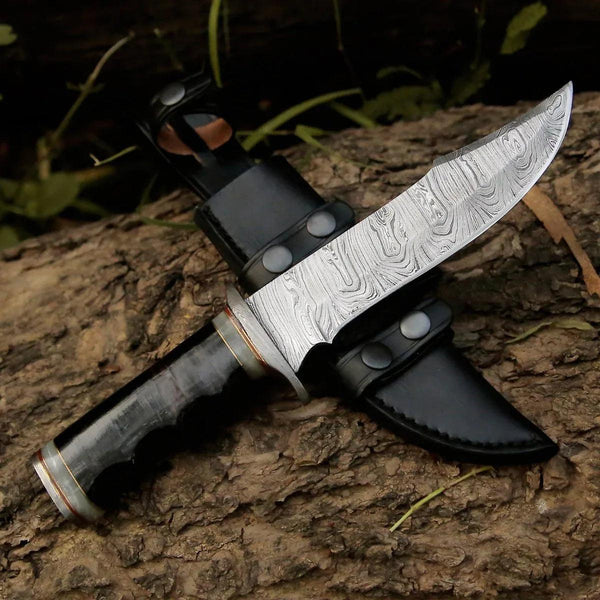 Soul Sniper Bowie Knife with Mother of Pearl & Stacked Leather Handle - Gifts for You 'n Me