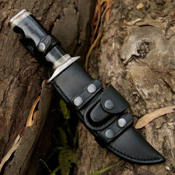 Soul Sniper Bowie Knife with Mother of Pearl & Stacked Leather Handle - Gifts for You 'n Me