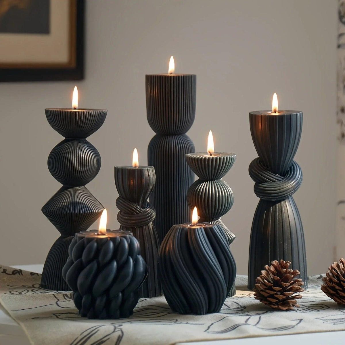 Soy Wax Ribbed Pillar Candles 7-Pack