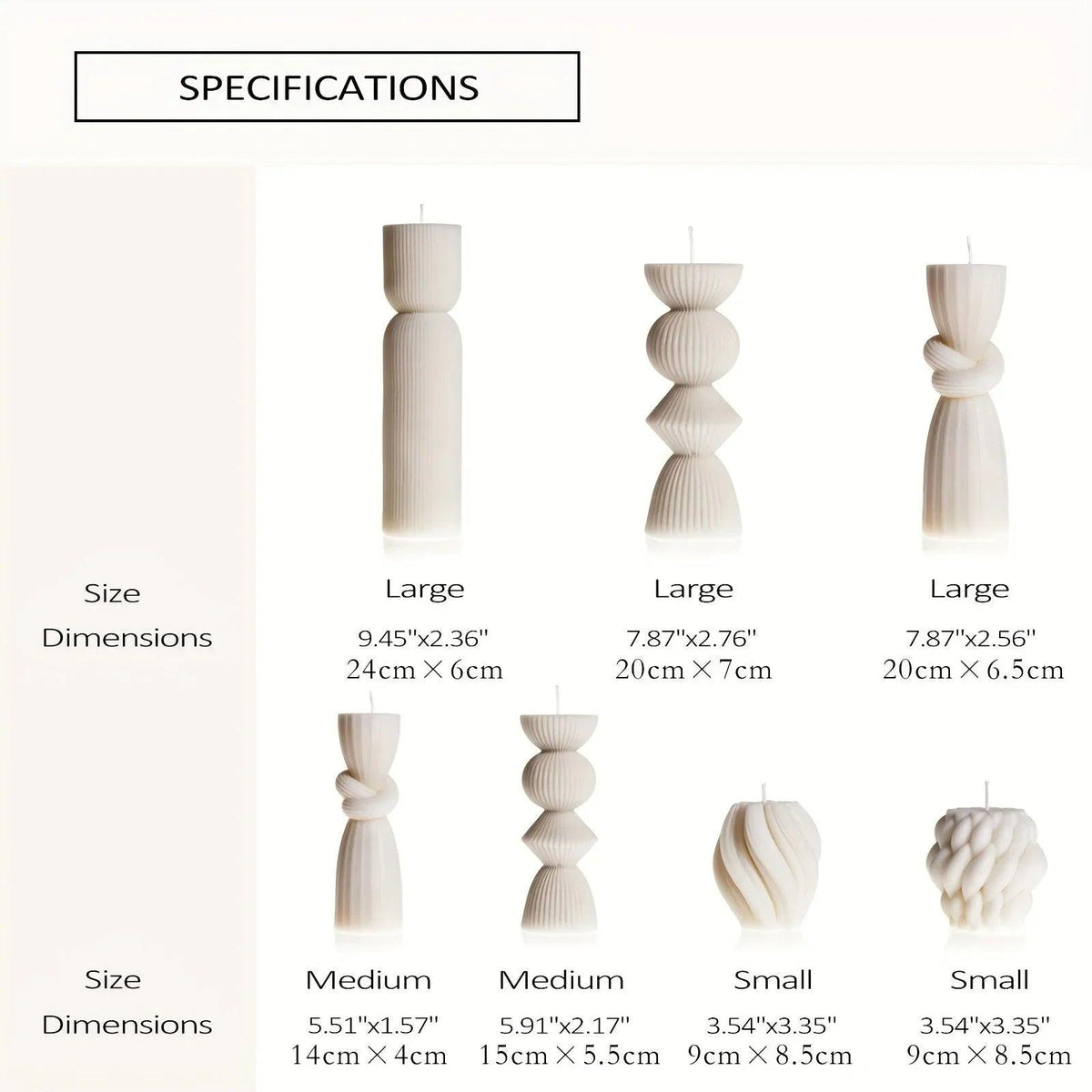 Soy Wax Ribbed Pillar Candles 7-Pack