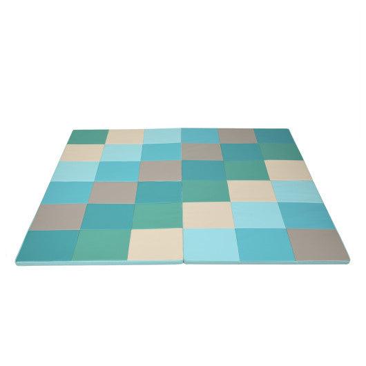 58 Inch Toddler Foam Play Mat Baby Folding Activity Floor Mat-Light Blue