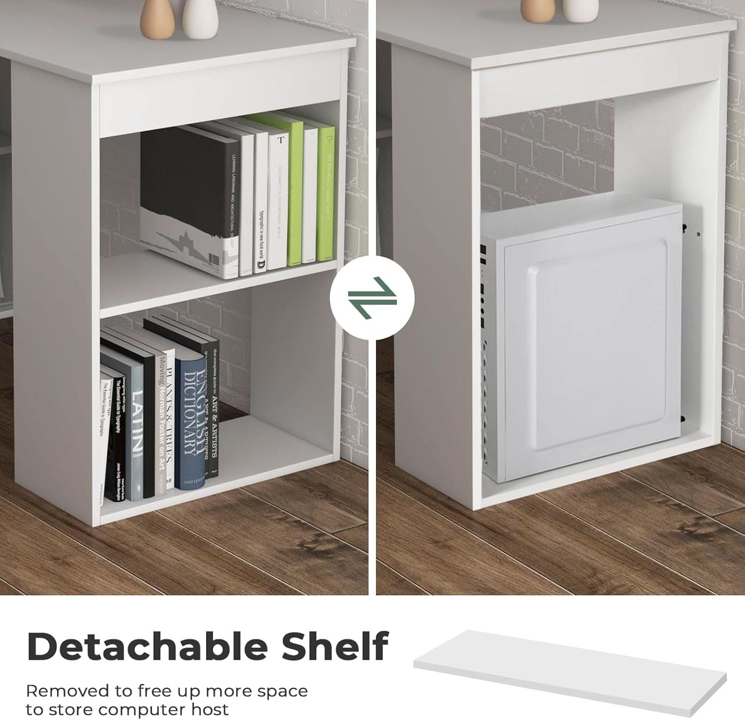 Space-Saving 48 Inch Computer Desk with Bookshelf