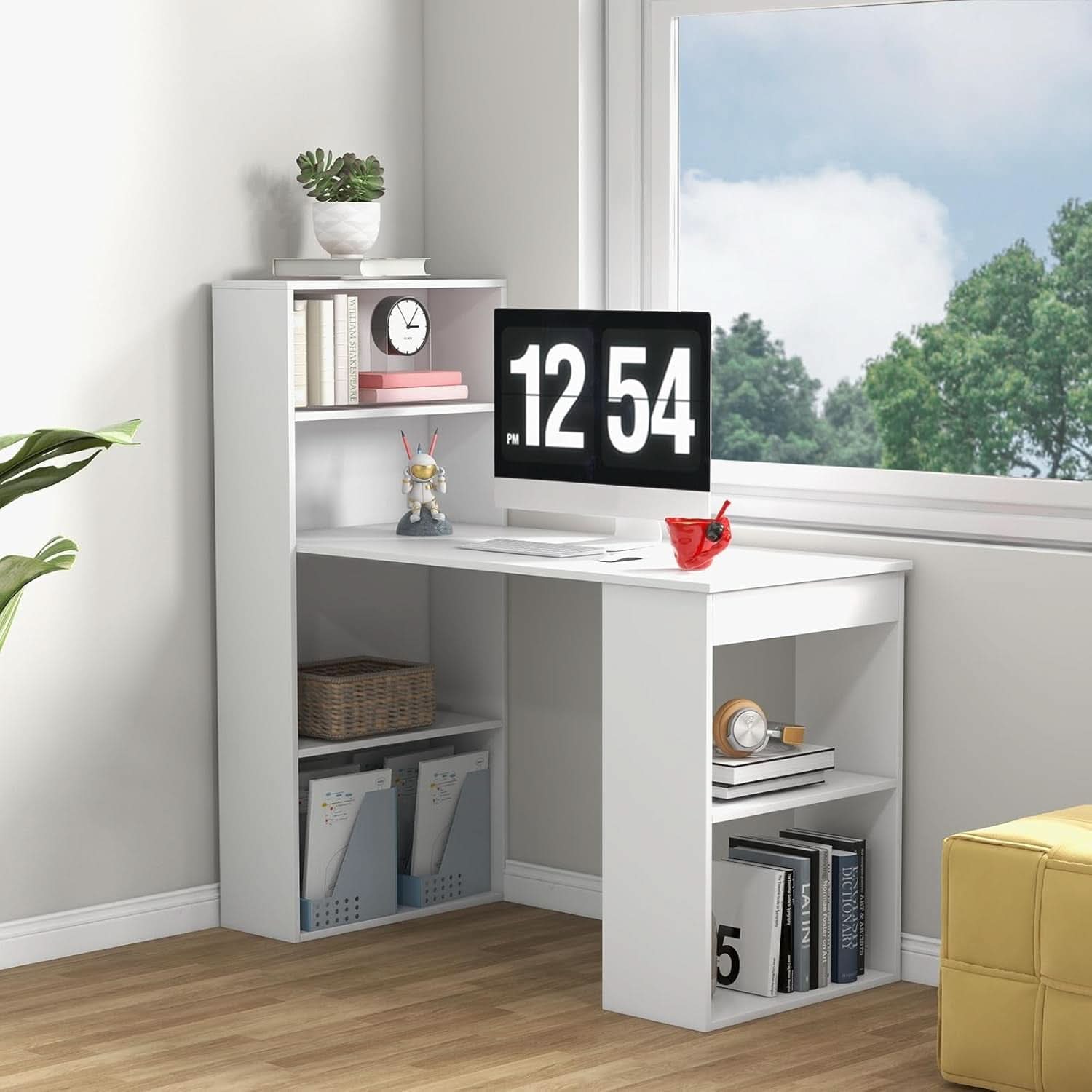 Space-Saving 48 Inch Computer Desk with Bookshelf
