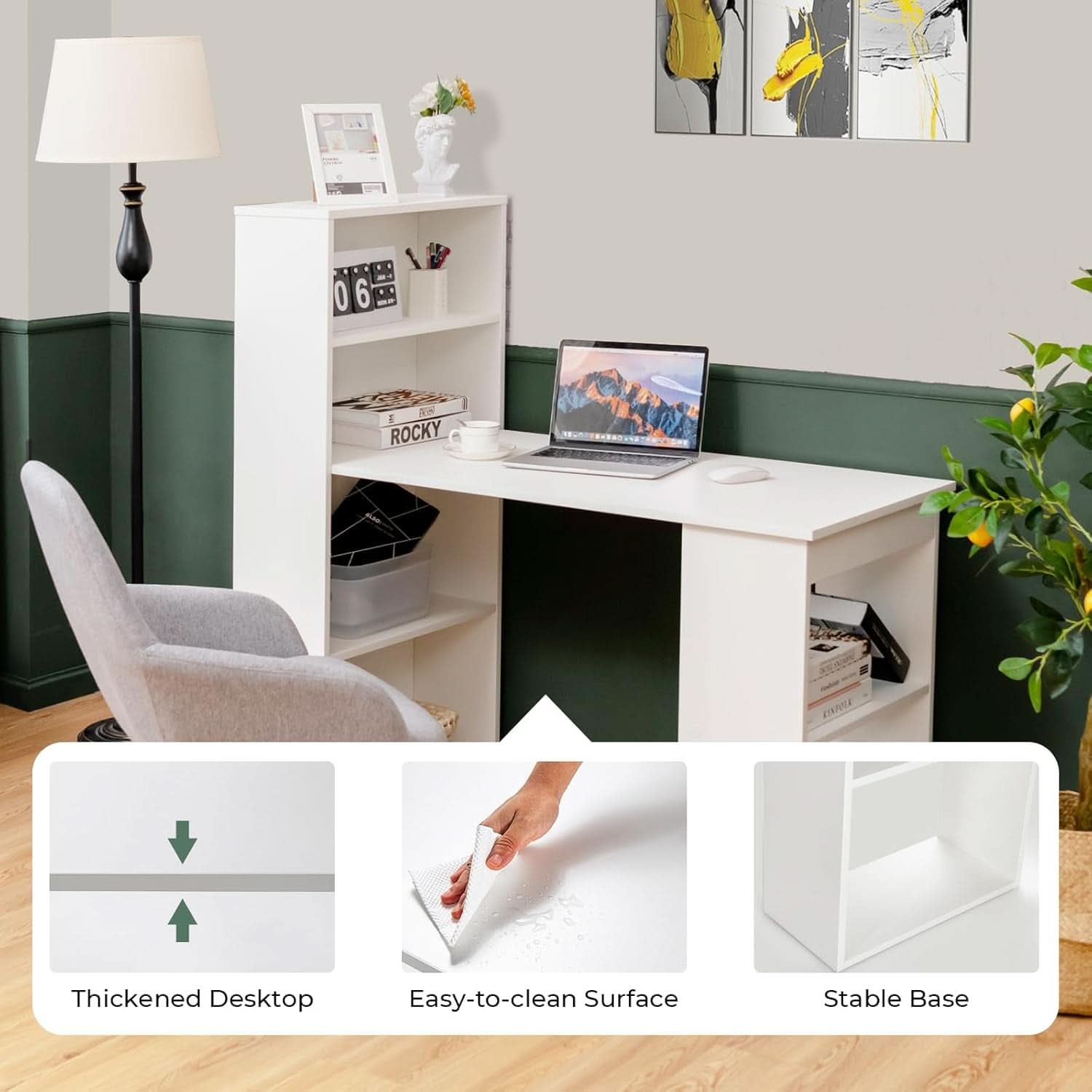 Space-Saving 48 Inch Computer Desk with Bookshelf