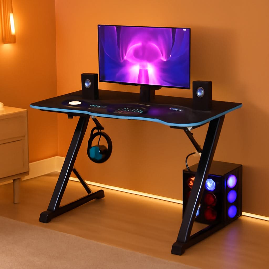 Spacious 39 Inch Ergonomic Gaming Desk With Headphone Hook