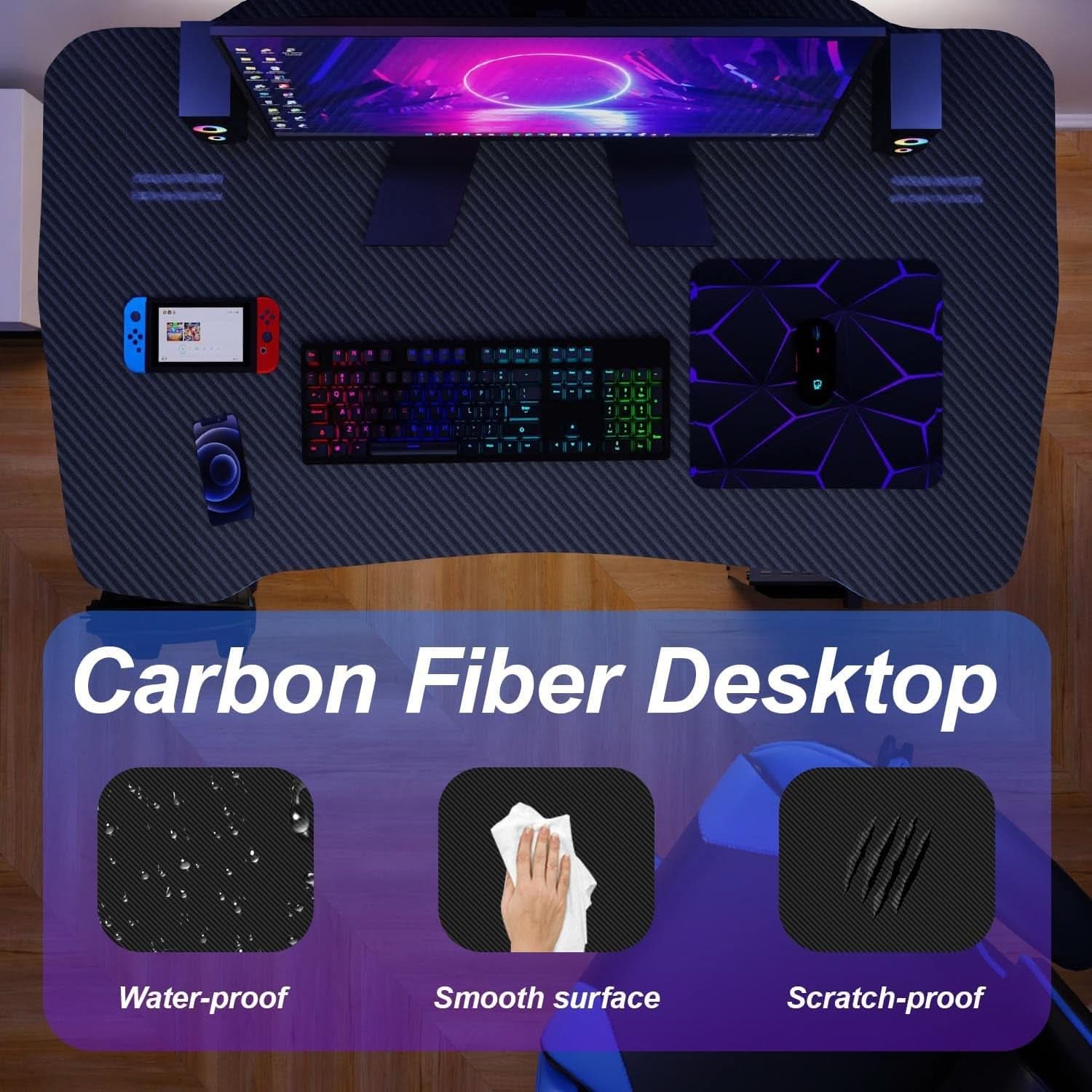 Spacious 39 Inch Ergonomic Gaming Desk With Headphone Hook