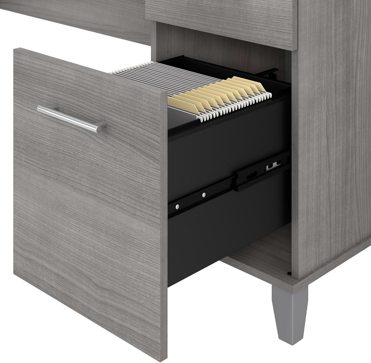 Spacious Home Office Desk with Drawers in Gray
