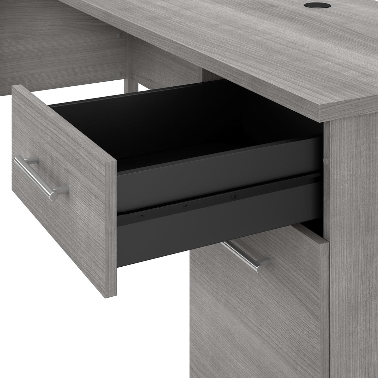 Spacious Home Office Desk with Drawers in Gray