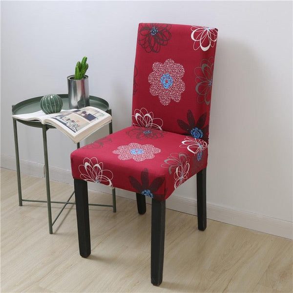 Spandex Chair Covers Printed Dining Room Stretch Seat Cover Chair Protective Case for Restaurant Banquet Kitchen Hotel  Stretch Spandex Removable Washable Dining Chair Protector