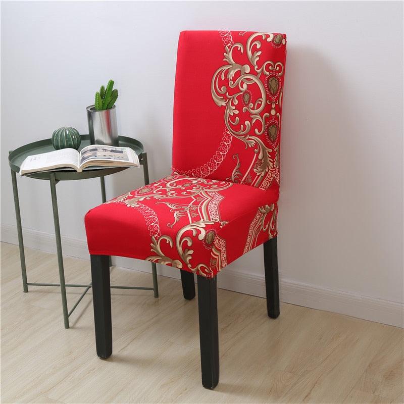 Spandex Chair Covers Printed Dining Room Stretch Seat Cover Chair Protective Case for Restaurant Banquet Kitchen Hotel  Stretch Spandex Removable Washable Dining Chair Protector