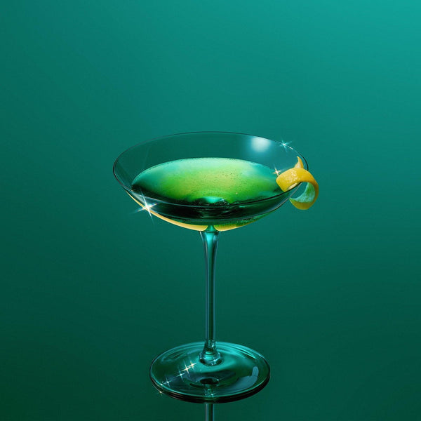 Champagne Coupes 12oz by The Wine Savant - Colorful Champagne Glasses, Prosecco, Mimosa Glasses Set, Cocktail Glass Set, Bar Glassware Luster Glasses (2, Teal)