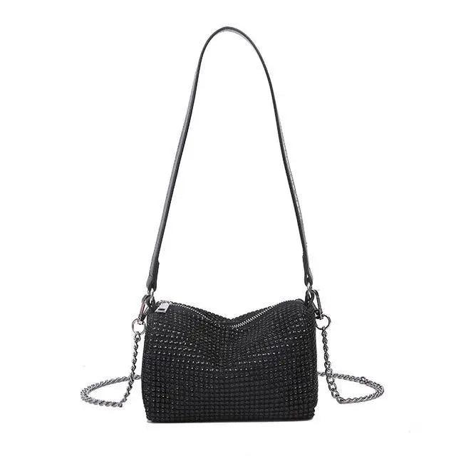 Sparkling Rhinestone Bag For Females Mini Portable Hand Bag Diamond Messenger Bag Fashionable Zipper Feminina Evening bag
