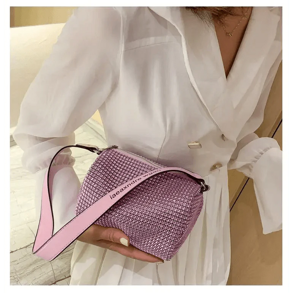 Sparkling Rhinestone Bag For Females Mini Portable Hand Bag Diamond Messenger Bag Fashionable Zipper Feminina Evening bag